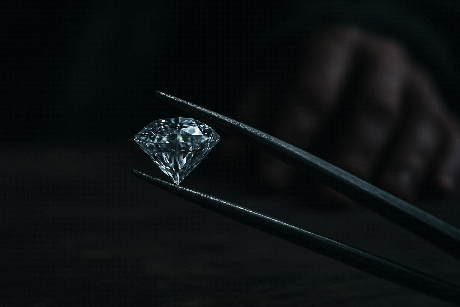 Tweezers holding a Zeverra stone